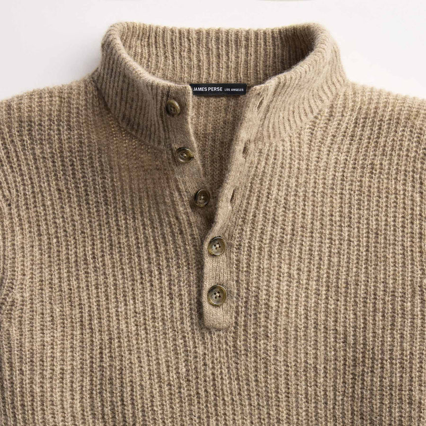 Lightweight Cashmere 1/4 Button Sweater - Coyote
