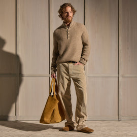 Lightweight Cashmere 1/4 Button Sweater in Coyote | James Perse Los Angeles