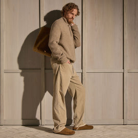 Lightweight Cashmere 1/4 Button Sweater in Coyote | James Perse Los Angeles