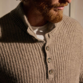 Lightweight Cashmere 1/4 Button Sweater in Coyote | James Perse Los Angeles