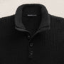 Lightweight Cashmere Button Funnel Neck In Black | James Perse Los Angeles FLAT
