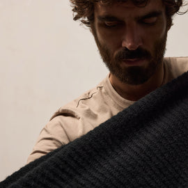 Lightweight Cashmere Button Funnel Neck In Black | James Perse Los Angeles