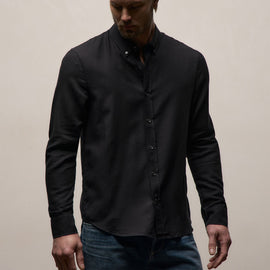 Cotton Cashmere Twill Shirt in Black | James Perse Los Angeles
