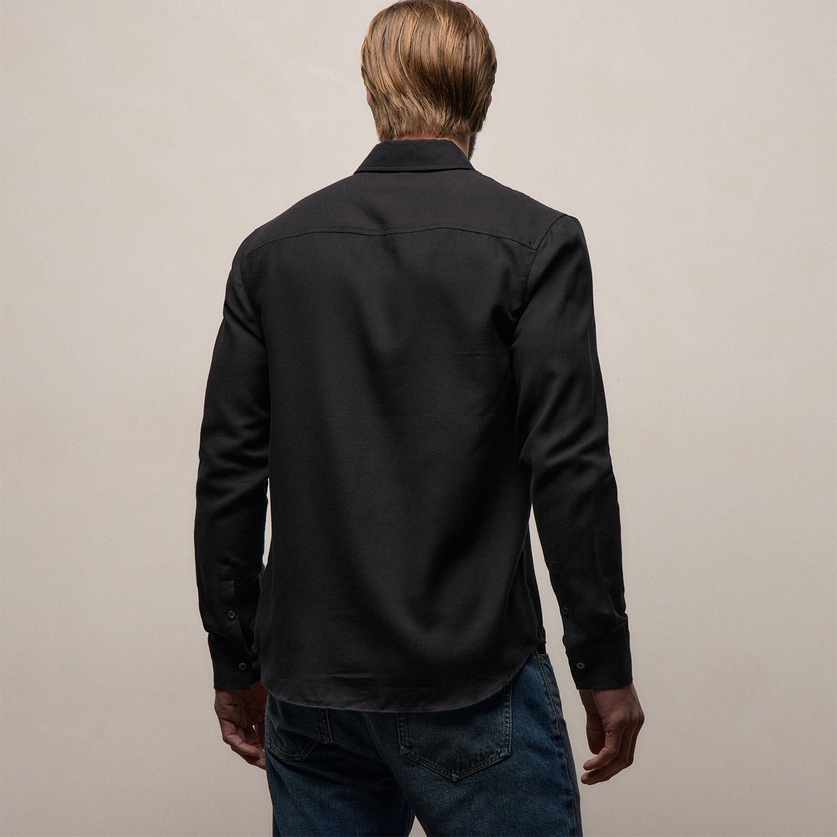 Cotton Cashmere Twill Shirt in Black | James Perse Los Angeles