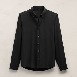 Cotton Cashmere Twill Shirt in Black | James Perse Los Angeles