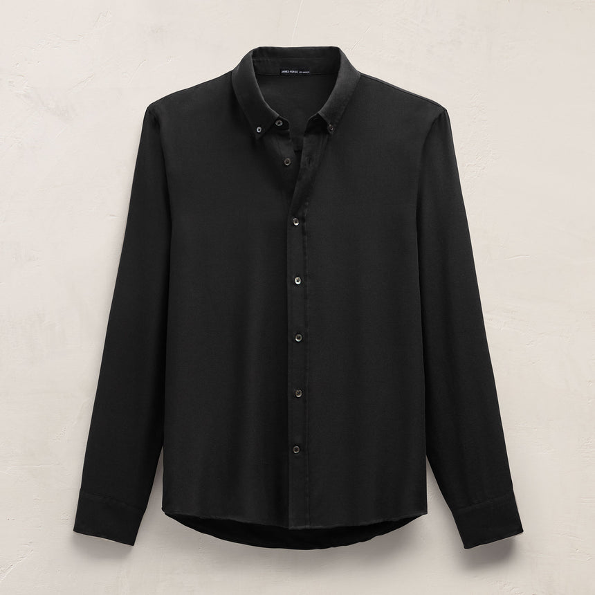 Cotton Cashmere Twill Shirt in Black | James Perse Los Angeles