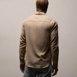 Cotton Cashmere Twill Shirt in Soft Beige | James Perse Los Angeles
