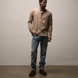 Cotton Cashmere Twill Shirt in Soft Beige | James Perse Los Angeles