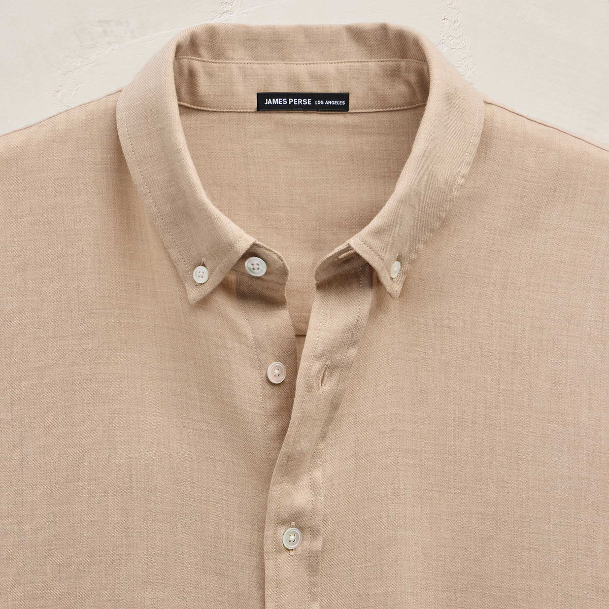 Cotton Cashmere Twill Shirt in Soft Beige | James Perse Los Angeles
