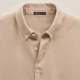 Cotton Cashmere Twill Shirt in Soft Beige | James Perse Los Angeles