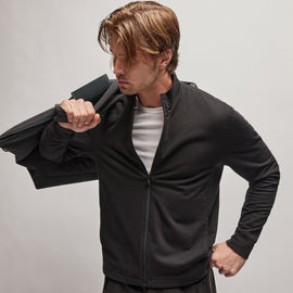 French Terry Zip Up in Black | James Perse Los Angeles