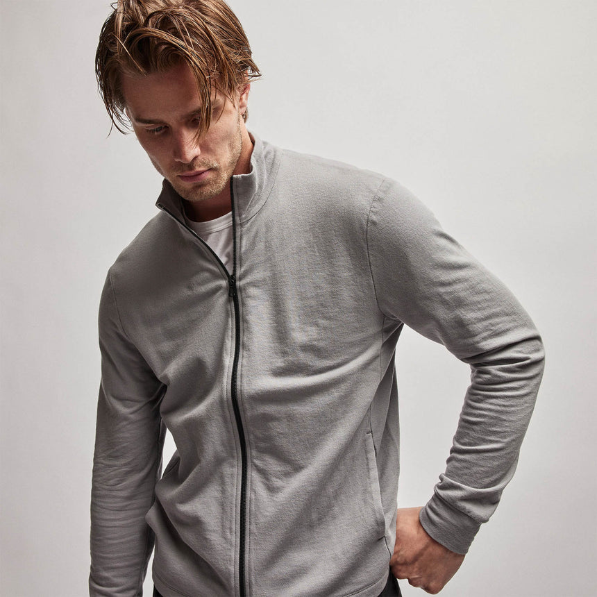 French Terry Zip Up in Silver Grey | James Perse Los Angeles