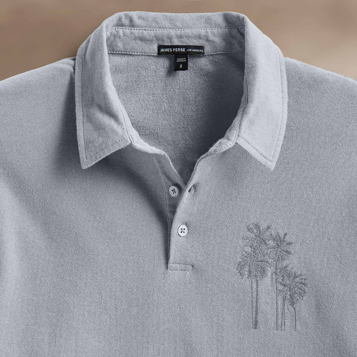 Palm Tree Embroidered Polo - Grey Sky/Magma
