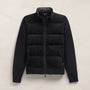 Suede Front Zip Up Sweater in Black | James Perse Los Angeles