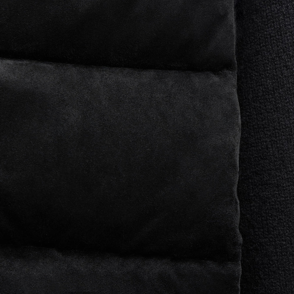 Suede Front Zip Up Sweater in Black | James Perse Los Angeles FLAT