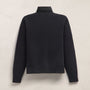 Suede Front Zip Up Sweater in Black | James Perse Los Angeles