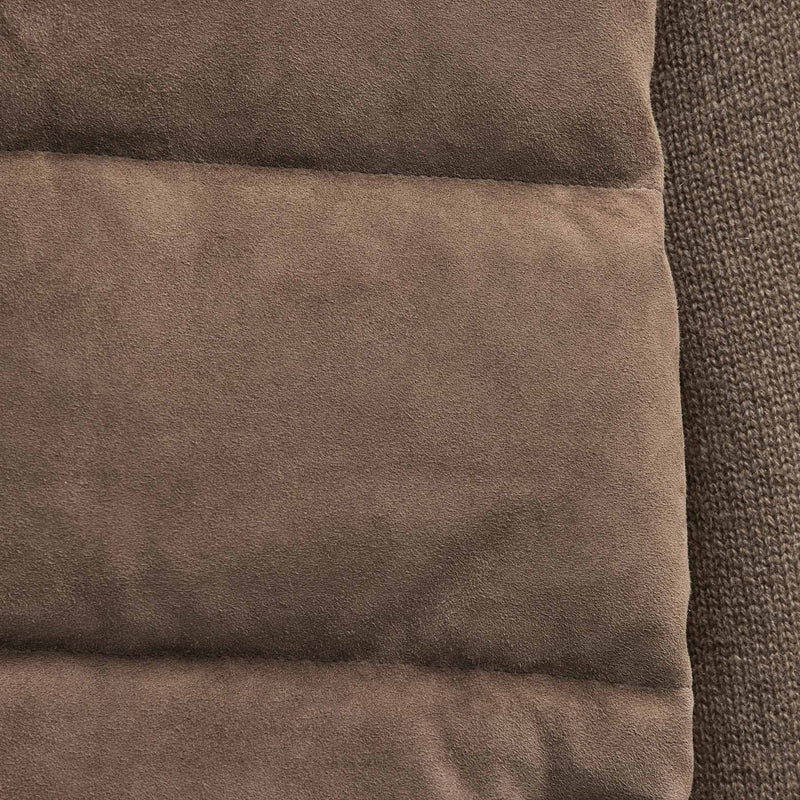 Suede Front Zip Up Sweater in Caribou | James Perse Los Angeles FLAT