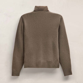 Suede Front Zip Up Sweater in Caribou | James Perse Los Angeles FLAT