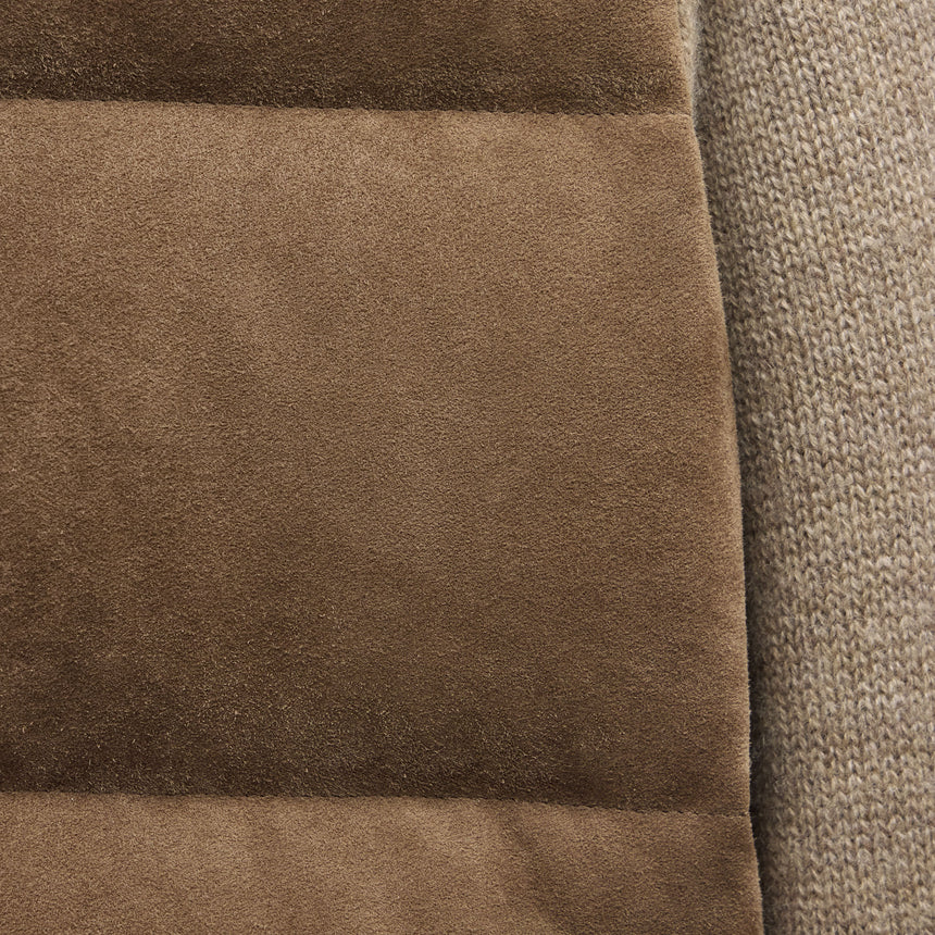 Suede Front Zip Up Sweater - Coyote