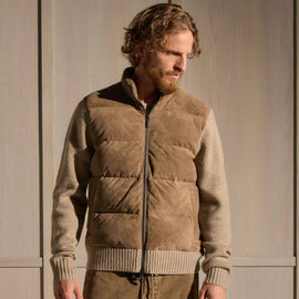 Suede Front Zip Up Sweater in Coyote | James Perse Los Angeles