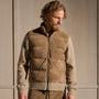 Suede Front Zip Up Sweater in Coyote | James Perse Los Angeles