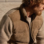 Suede Front Zip Up Sweater in Coyote | James Perse Los Angeles