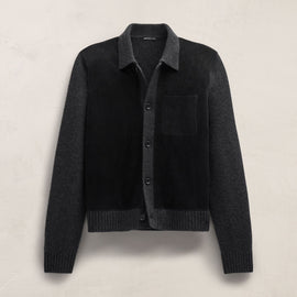 Suede Front Sweater Cardigan in Coal | James Perse Los Angeles FLAT
