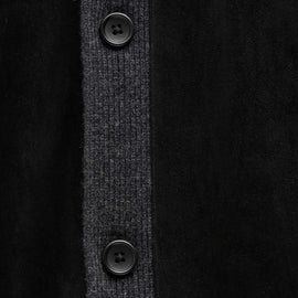 Suede Front Sweater Cardigan in Coal | James Perse Los Angeles FLAT