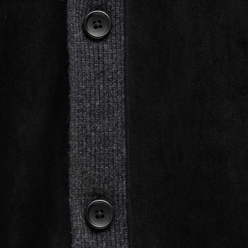 Suede Front Sweater Cardigan in Coal | James Perse Los Angeles FLAT