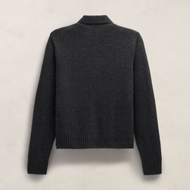 Suede Front Sweater Cardigan in Coal | James Perse Los Angeles FLAT
