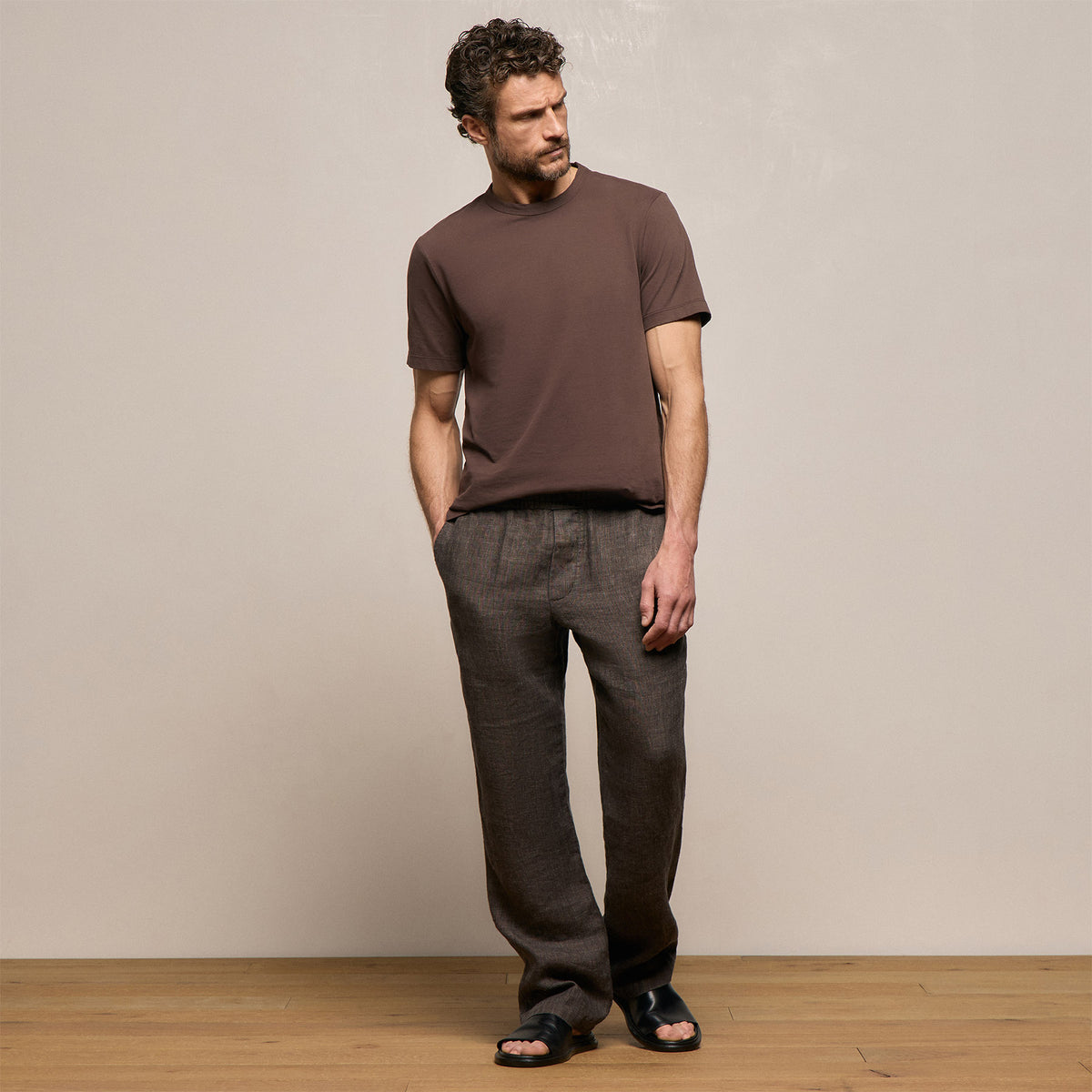 Montecito Linen Trouser in Bark | James Perse Los Angeles