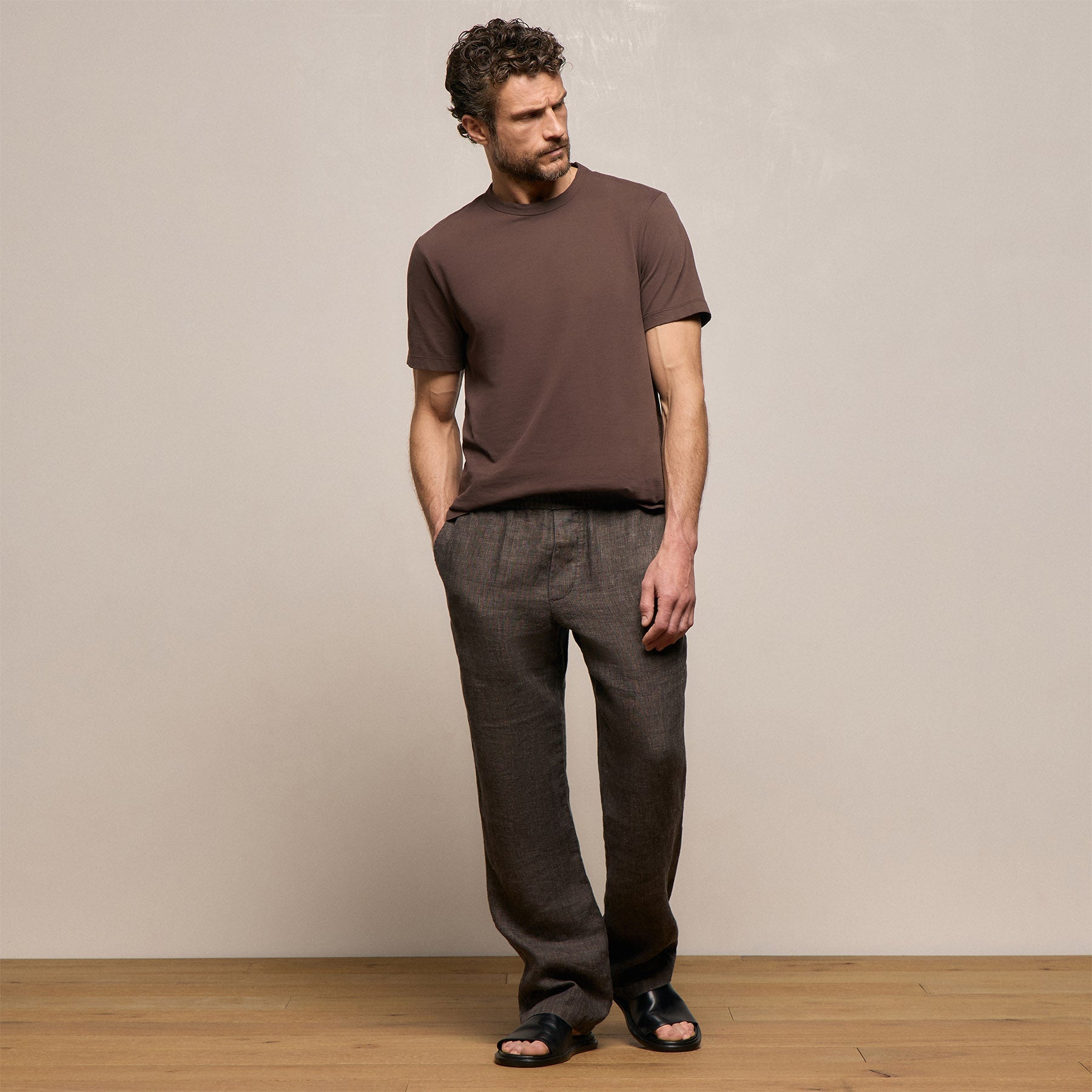 Montecito Linen Trouser in Bark | James Perse Los Angeles