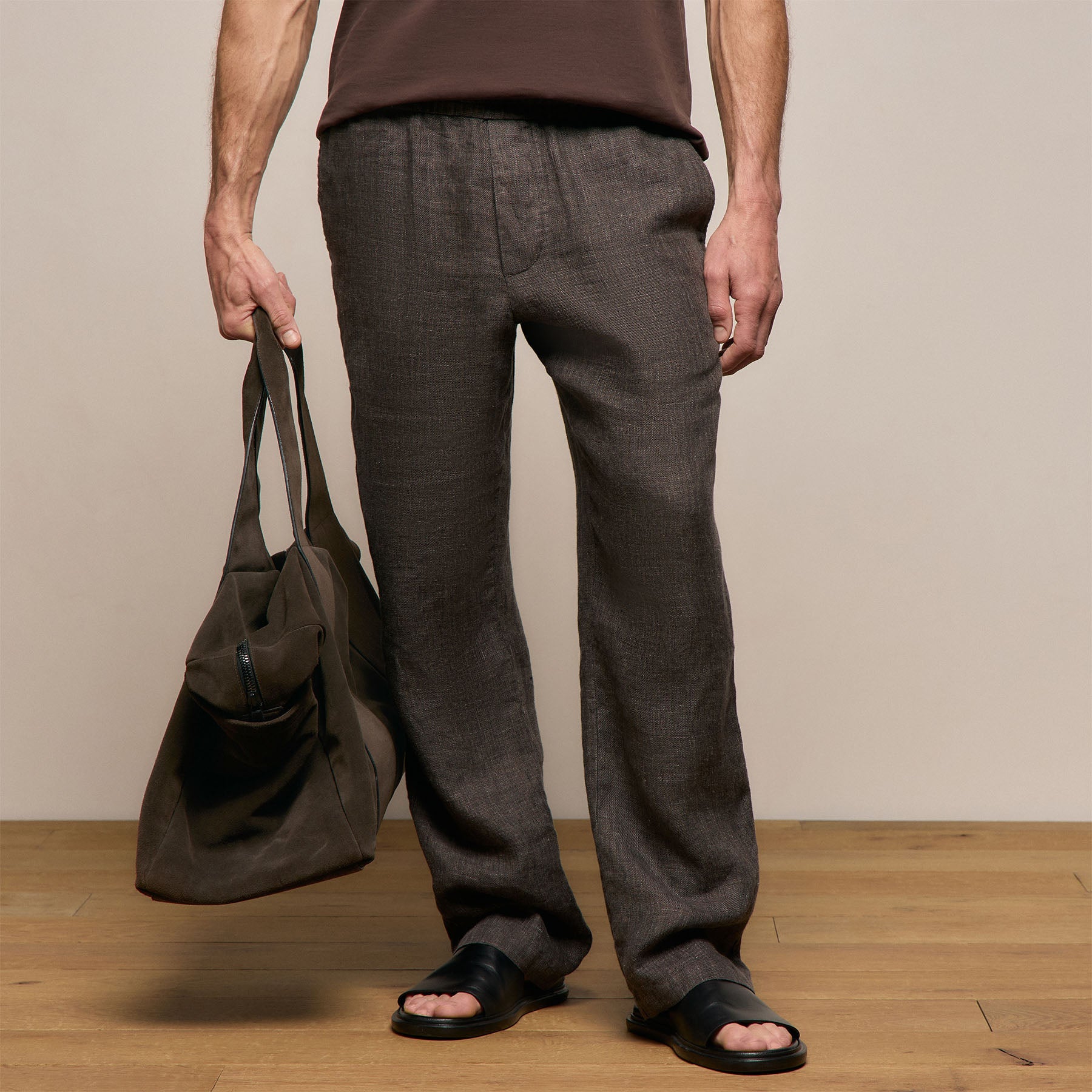 Montecito Linen Trouser in Bark | James Perse Los Angeles