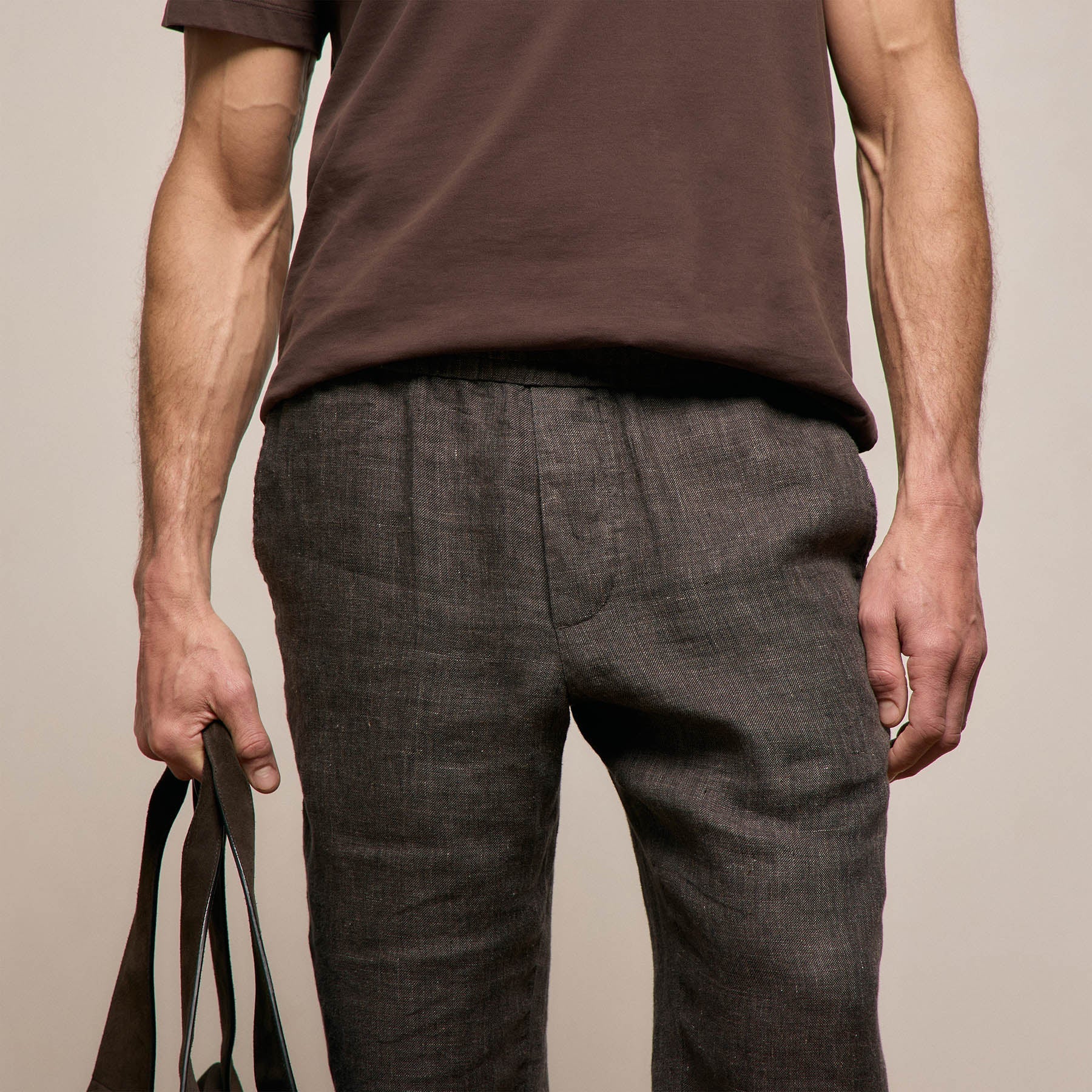 Montecito Linen Trouser in Bark | James Perse Los Angeles