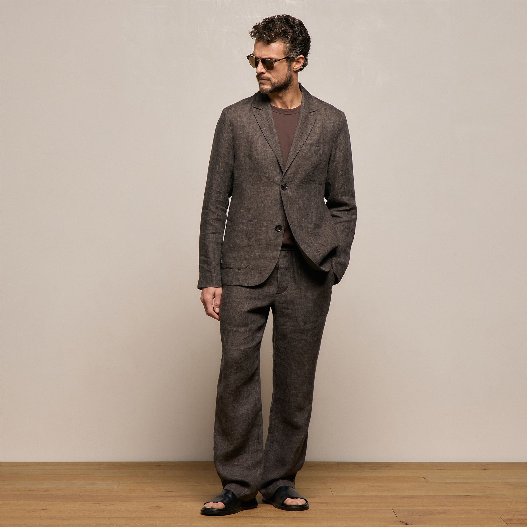 Montecito Linen Blazer in Bark | James Perse Los Angeles