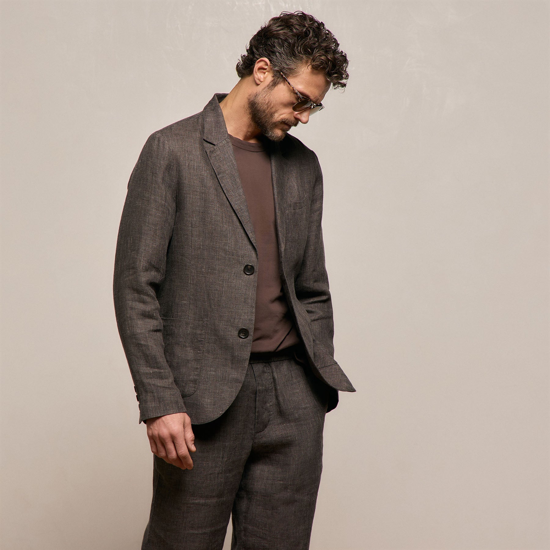 Montecito Linen Blazer in Bark | James Perse Los Angeles