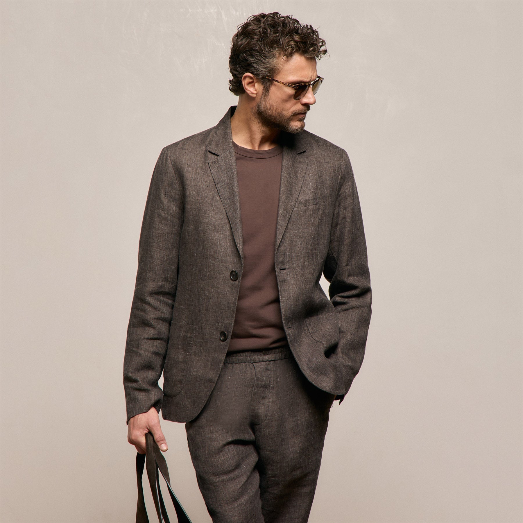 Montecito Linen Blazer in Bark | James Perse Los Angeles