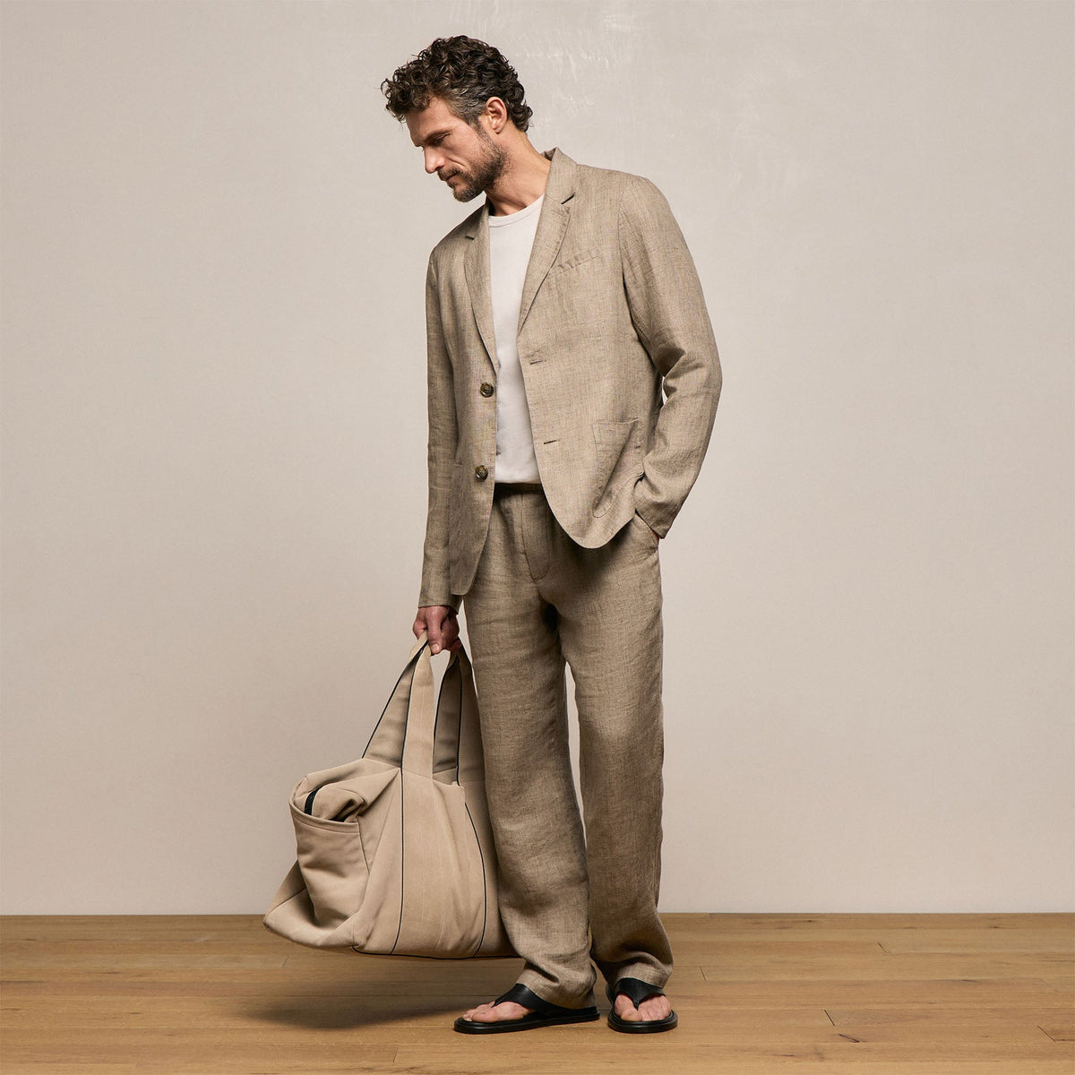 Montecito Linen Blazer in Soft Beige | James Perse Los Angeles