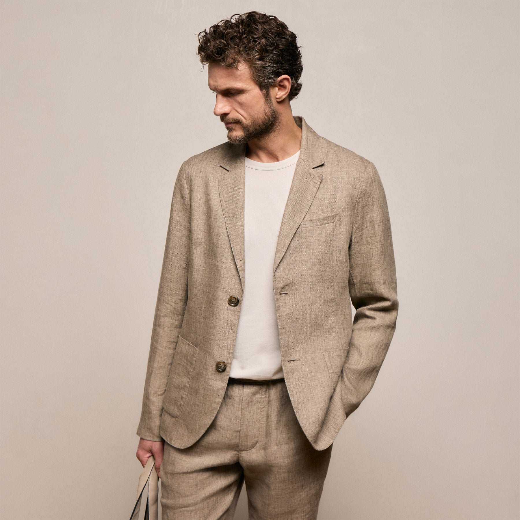 Montecito Linen Blazer in Soft Beige | James Perse Los Angeles