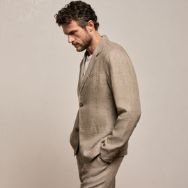 Montecito Linen Blazer in Soft Beige | James Perse Los Angeles