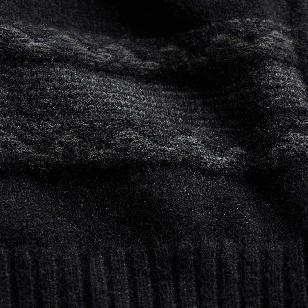Camel Hair Intarsia Zip Front - Black/Anthracite | James Perse Los Angeles