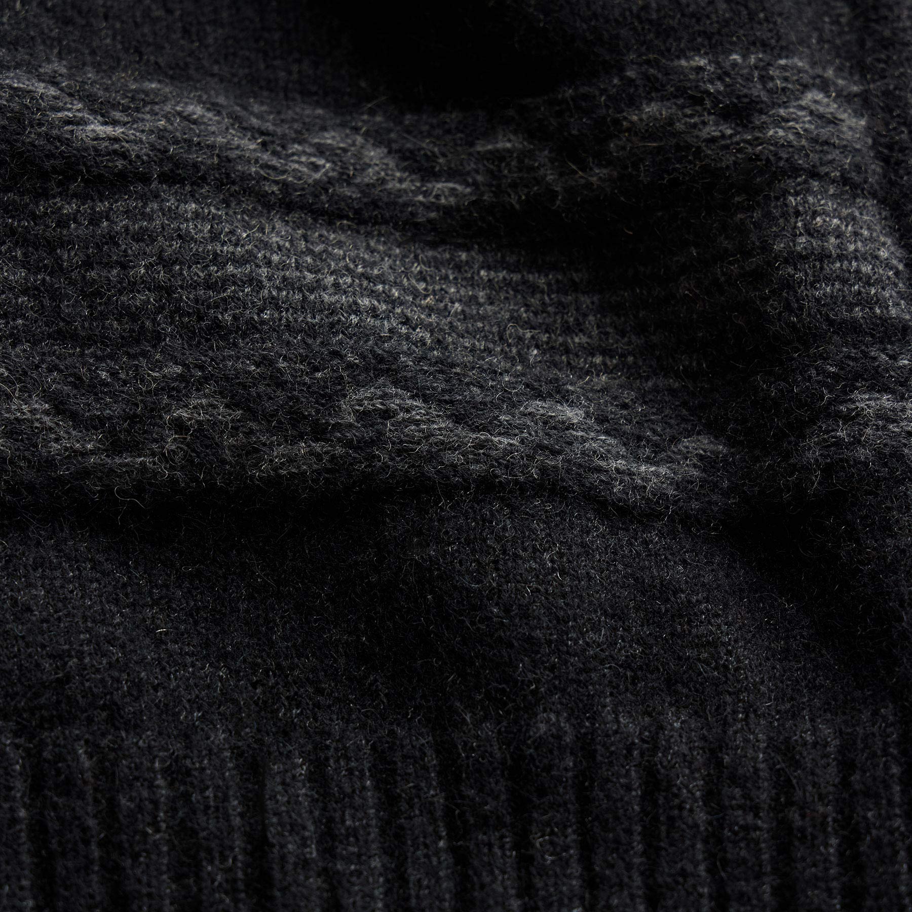 Camel Hair Intarsia Zip Front - Black/Anthracite | James Perse Los Angeles