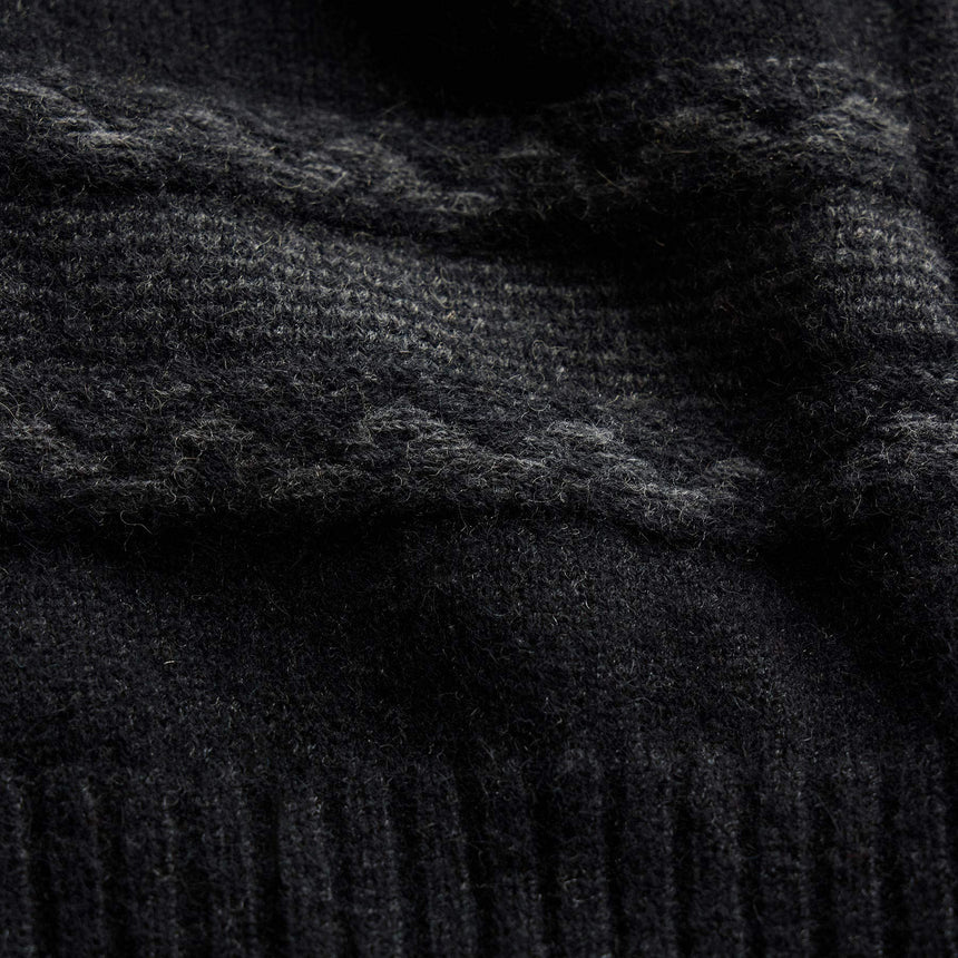 Camel Hair Intarsia Zip Front - Black/Anthracite | James Perse Los Angeles