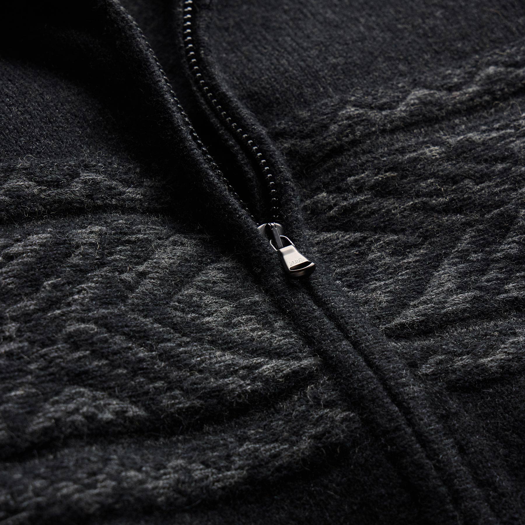 Camel Hair Intarsia Zip Front - Black/Anthracite | James Perse Los Angeles
