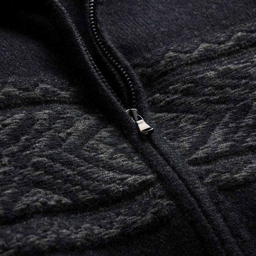 Camel Hair Intarsia Zip Front - Black/Anthracite | James Perse Los Angeles
