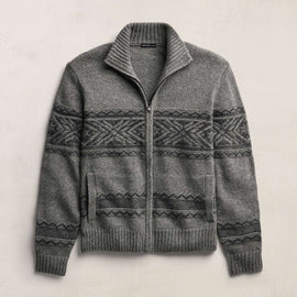 Camel Hair Intarsia Zip Front - Mid Grey/Anthracite | James Perse Los Angeles