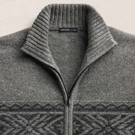 Camel Hair Intarsia Zip Front - Mid Grey/Anthracite | James Perse Los Angeles