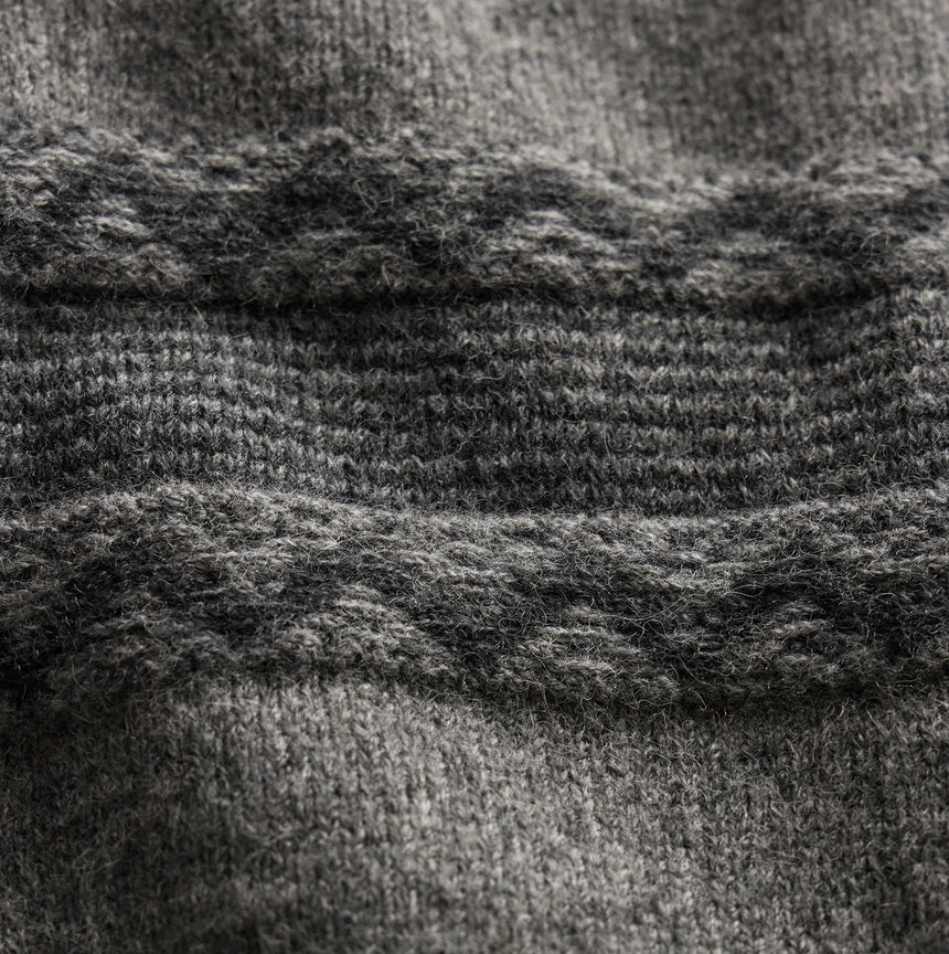 Camel Hair Intarsia Zip Front - Mid Grey/Anthracite | James Perse Los Angeles