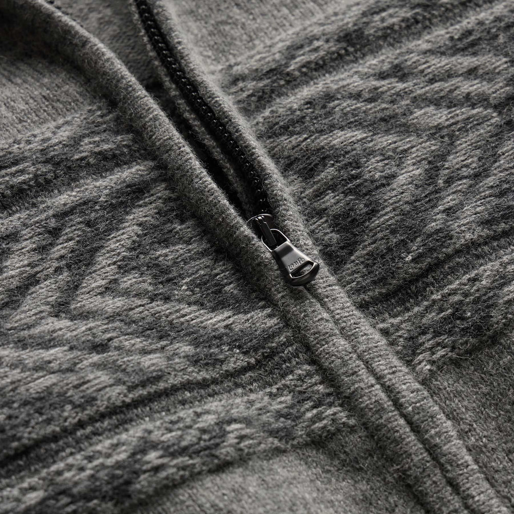 Camel Hair Intarsia Zip Front - Mid Grey/Anthracite | James Perse Los Angeles