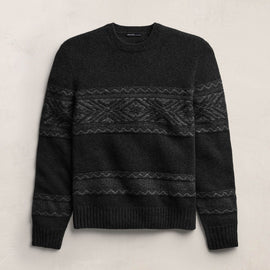 Camel Hair Intarsia Crew - Black/Anthracite | James Perse Los Angeles